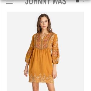 Johnny Was Gold linen chai Paris dress